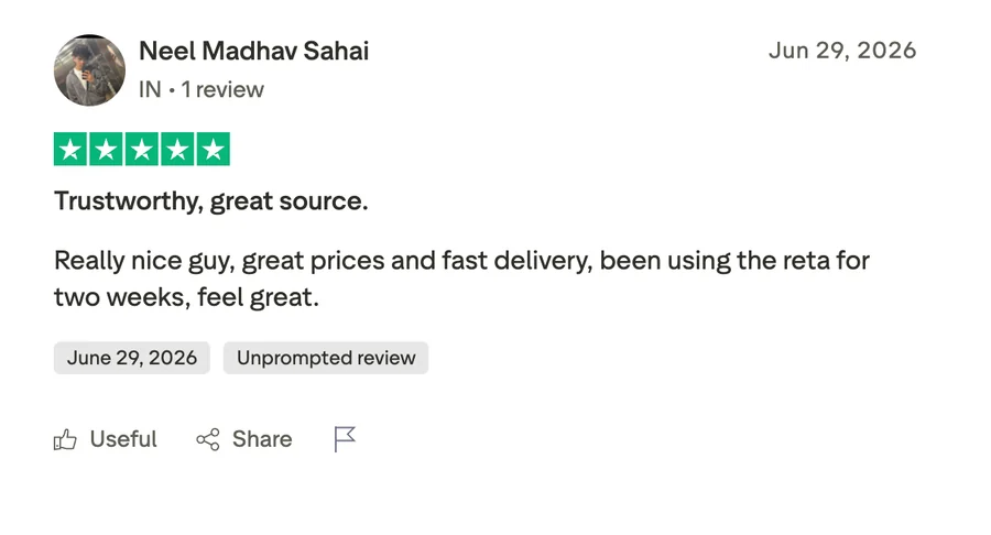 Customer review on Trustpilot